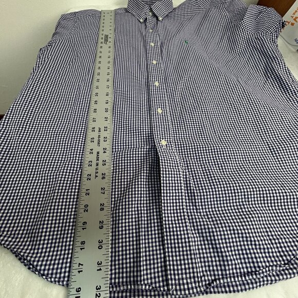 Ralph Lauren Blake Mens Gingham Button-Down Shirt XL Purple/White Short Sleeve - Picture 6 of 6